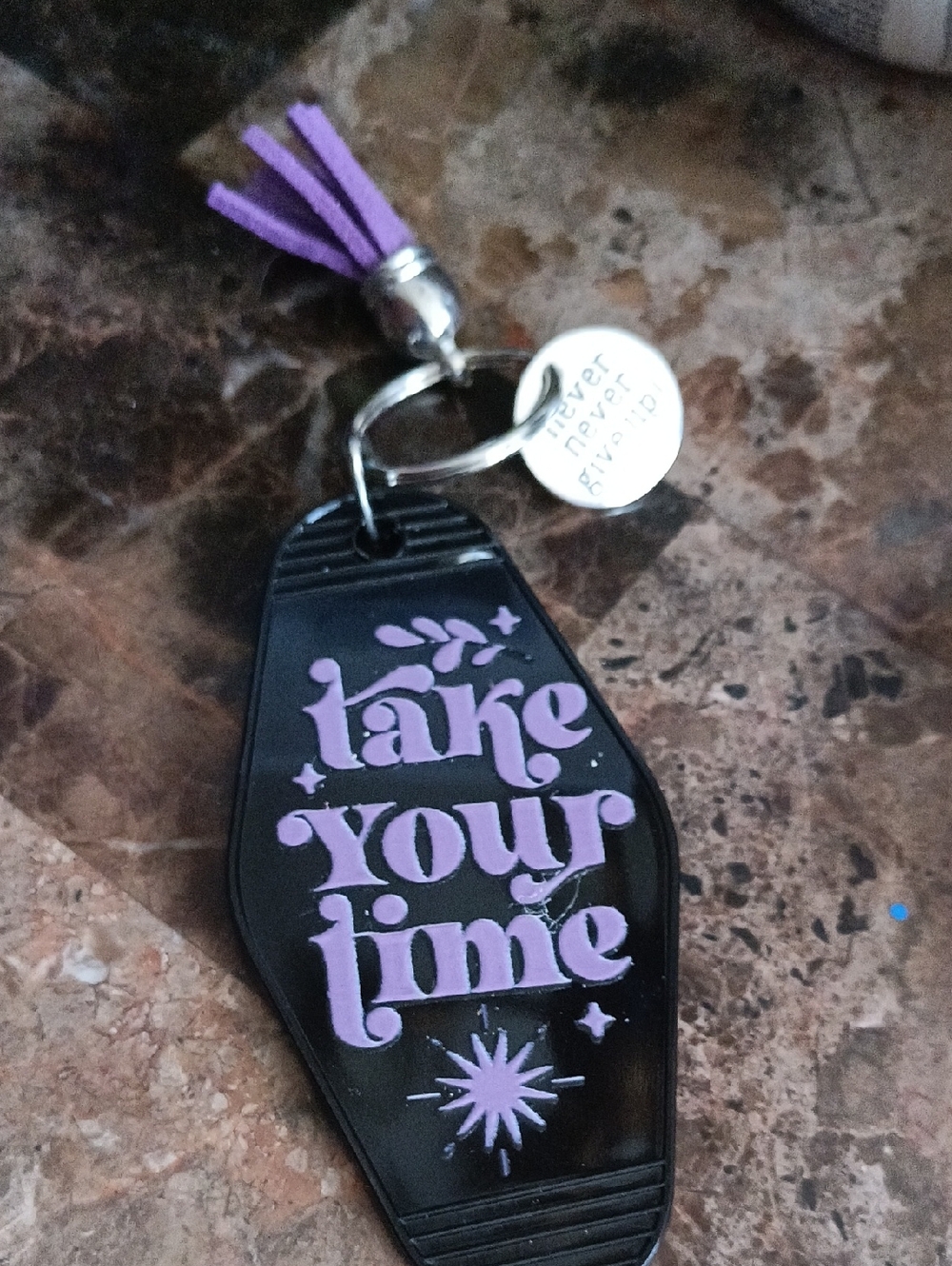 Black and Purple Keychain Inspirational Motivational Motel Key